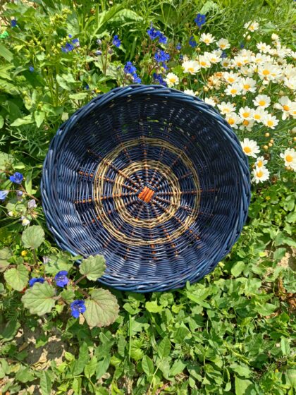 Blue willow fruit basket