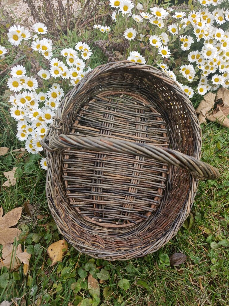 Grey willow shopping basket