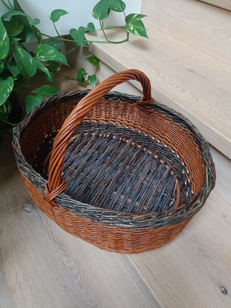 Brown and black shopping basket