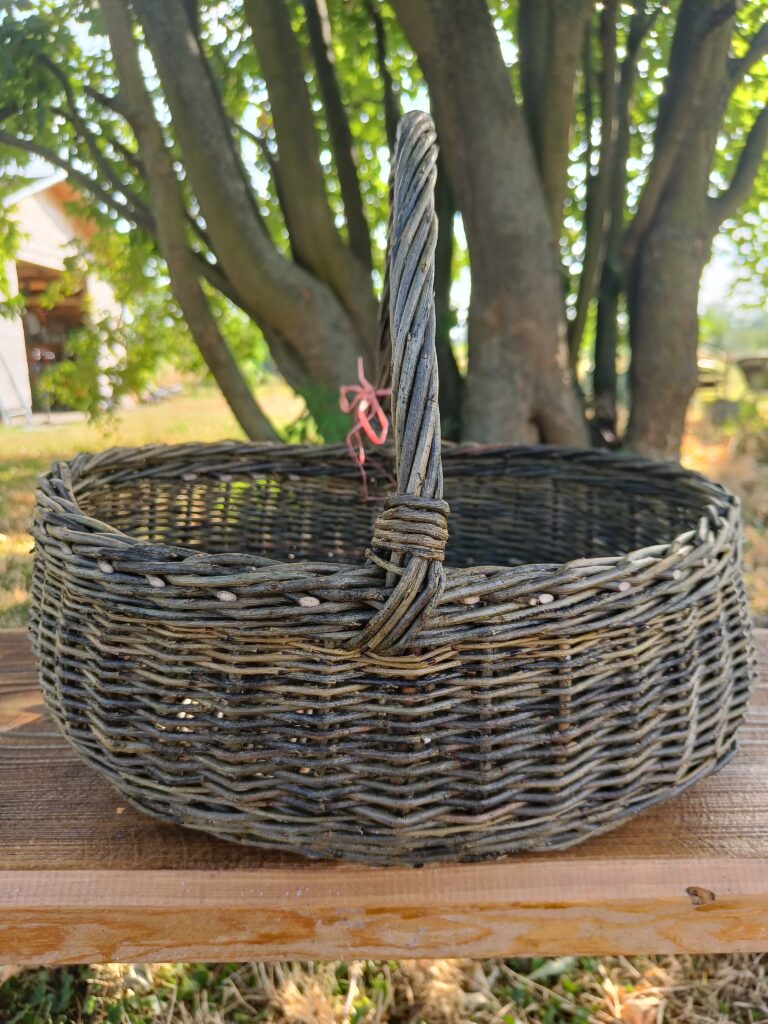 Shallow grey garden basket